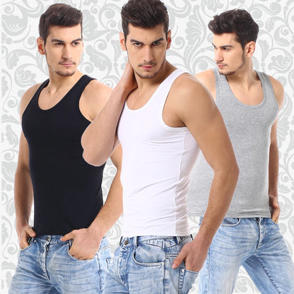 Men's Thin Cotton Vest – Solid Color, Slim Fit Sleeveless Shirt for Casual Wear, Fitness & All-Season Comfort