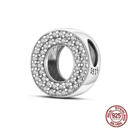 26 A-Z Alphabet Beads 925 Silver LOVE Letter Charms for 3mm Bracelets - CZ Zircon DIY Jewelry Gift