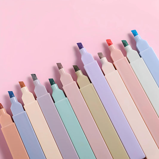 Cute Pastel Highlighter Pens - 12 Colors, No Bleed Soft Tip Bible & Aesthetic Markers for Students
