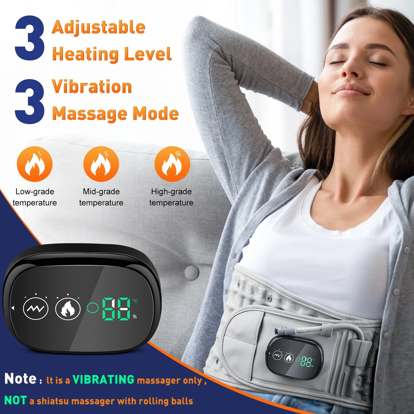 Heating Waist Massager Belt — Vibration & Inflatable Back Pad for Relaxation and Pain Relief