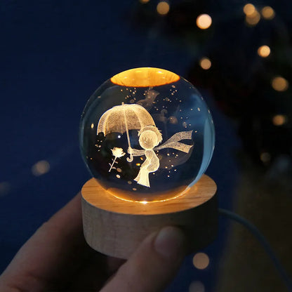Solar System Splendor: 6cm 3D Crystal Ball Night Light – A Stellar Birthday Gift and Desktop Delight!