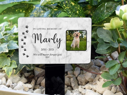 Personalized Pet Memorial Stake – Acrylic Grave Marker for Dog & Cat with Photo & Text