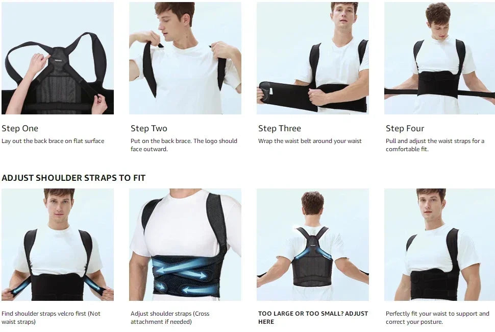 Adjustable Posture Corrector Back Brace – Orthopedic Spinal Support for Men & Women, Comfortable Upper Back Strap