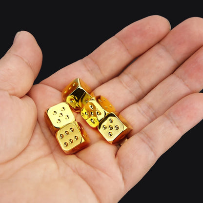 5PCS Metal Dice Set – Golden, Silver, Bronze 6-Sided Game Dice for Board Games, 13mm Decider Accessories