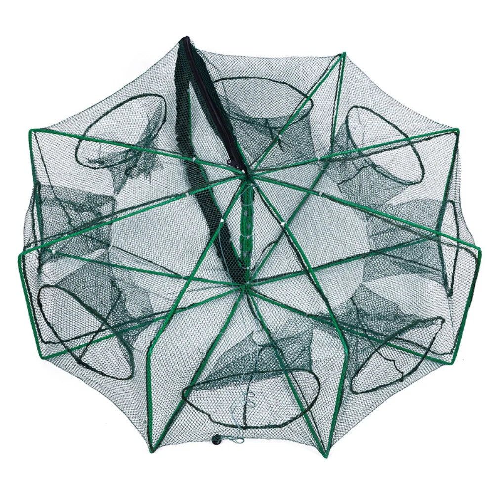 Folding Mesh Fishing Net Tackle - Crayfish Catcher Casting Cage for Crab, Shrimp, Smelt, Eels Traps