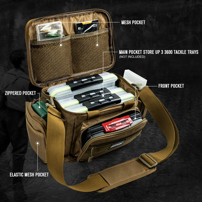 Goture Fishing Tackle Shoulder Bag – 38x23x19cm High Capacity 600D Oxford Cloth Outdoor Cycling & Camping Backpack
