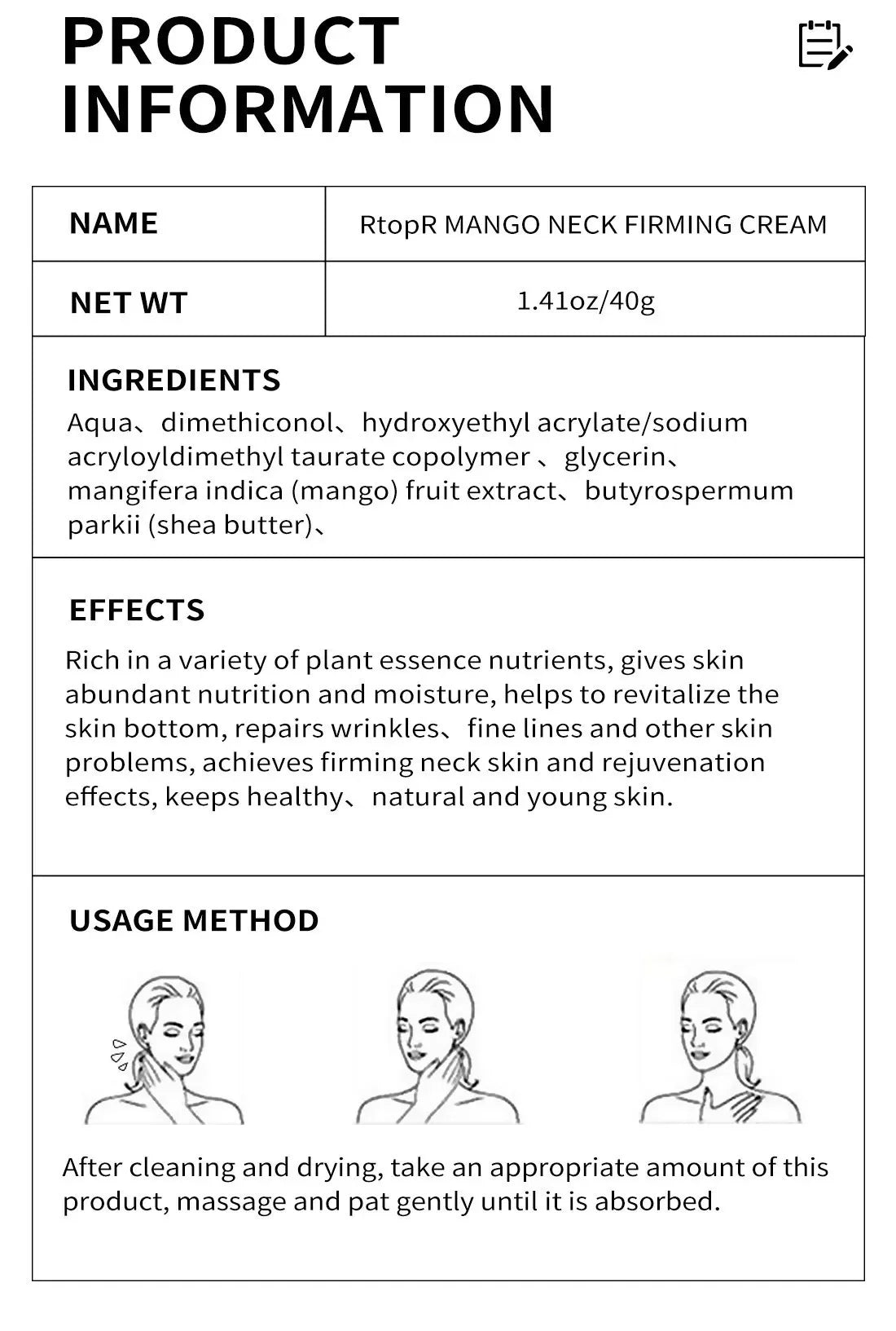 Rtopr Neck Cream — Reinforced Wrinkle Removal, Whitening & Moisturizing, Rejuvenating Neck Skincare