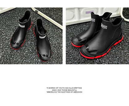 Men’s Waterproof Rain Shoes – Thickened Warm Rubber Short Boots for Work, Fishing & Kitchen Use