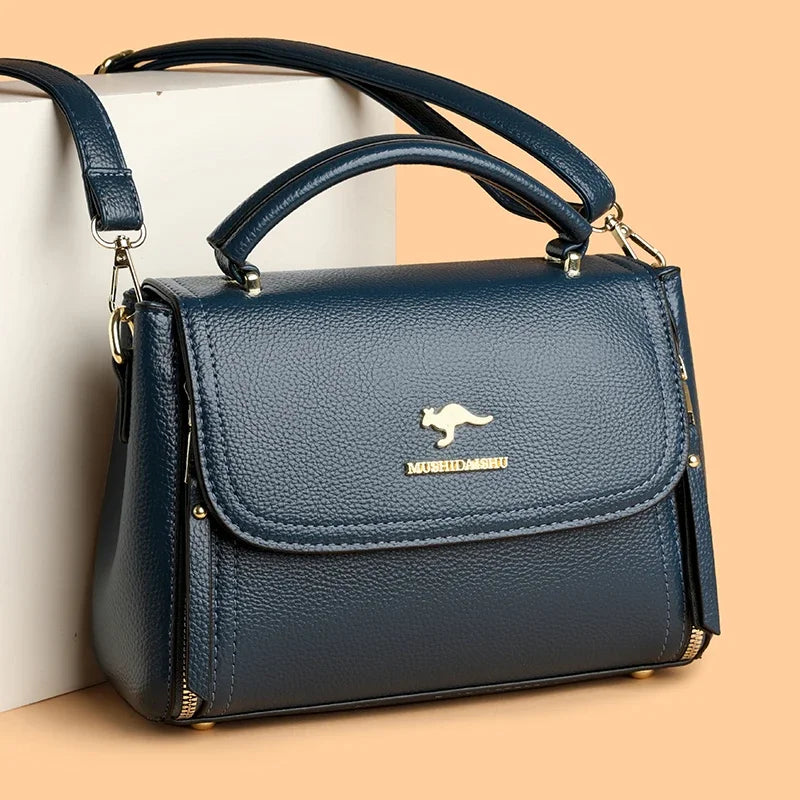 Women’s Soft Leather Top-Handle Bag – Luxury Shoulder Messenger Handbag & High-Quality Purse