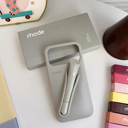 Rhode Lip Gloss iPhone Case - Silicone Protective Cover with Box Design for iPhone 17 Air 16 15 14 13 12 Pro Max Plus