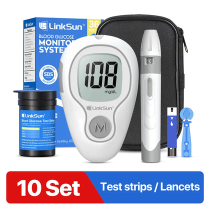LinkSun G-425-3 Blood Glucose Meter Kit - No-Code Diabetes Tester with 10, 50 or 100 Test Strips