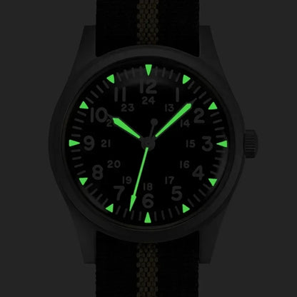 RDUNAE RA03 Military Men’s Watch - 34.5mm Vintage Quartz Wristwatch with Miyota 2035 Movement & Stainless Steel Case