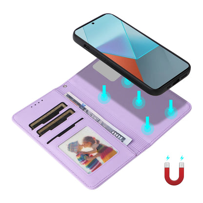 2-in-1 Magnetic Card Slot Leather Wallet Case for Xiaomi Redmi Note 13 Pro Plus, 12, 13C, 13T, C65 & POCO X6 5G – Stand Bag with Strap Cover