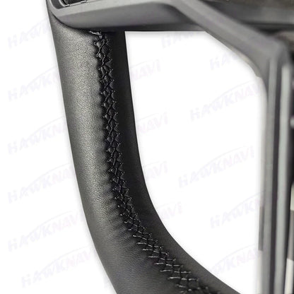 Hawknavi 350mm Yoke Steering Wheel – Leather Racing Style for Tesla Model 3 & Model Y, Heated Optional, White & Black