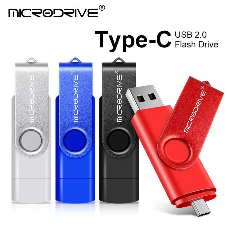 2-in-1 Metal OTG USB Flash Drive – Type-C & USB Memory Stick (4GB to 128GB) for Phones & PCs