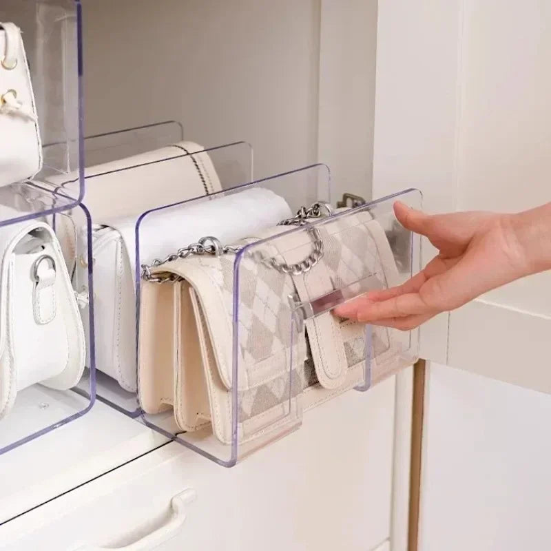 Acrylic Handbag Storage Rack – Transparent Divider Organizer for Luxury Bags Display & Storage