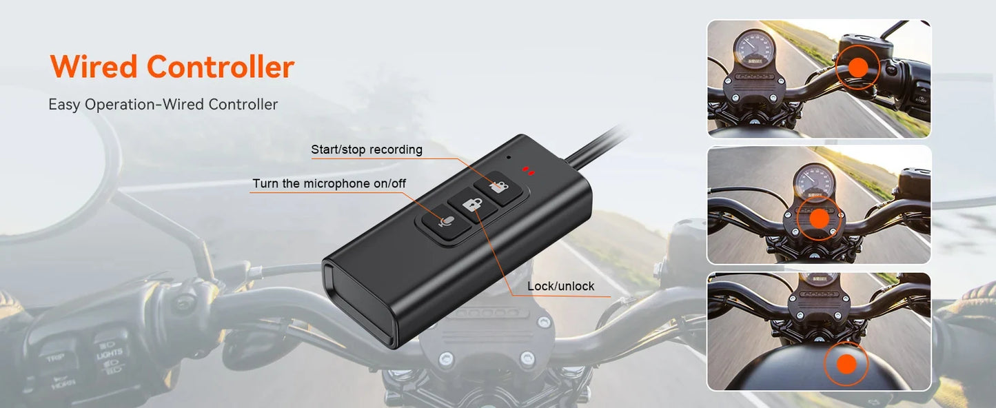 Motorcycle 2K Front & Rear DVR Dash Cam – WiFi GPS, Waterproof Full-Body Video Recorder Black Box