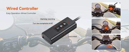 Motorcycle 2K Front & Rear DVR Dash Cam – WiFi GPS, Waterproof Full-Body Video Recorder Black Box