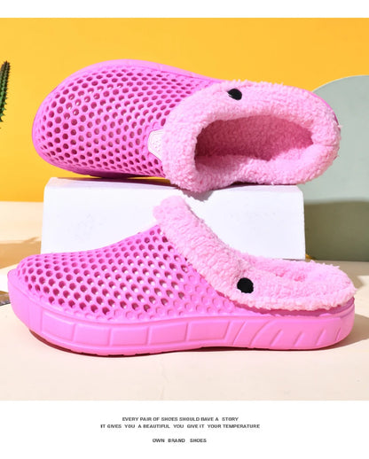 Couple Cotton Slippers – Winter Warm Plush Velvet Thickened Clogs for Men & Women