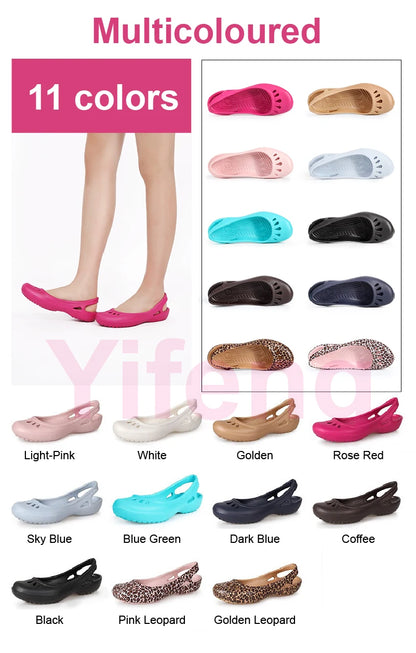 Certified Satihu Summer Lightweight Anti-Slip Clogs for Women - Flat Bottom Sandals, Nurse, Outdoor, Beach Jelly Shoes