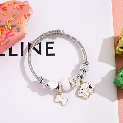 Snoopy Cartoon Bracelet – Adjustable Fashion Wristband for Kids & Adults, Cute Jewelry Gift