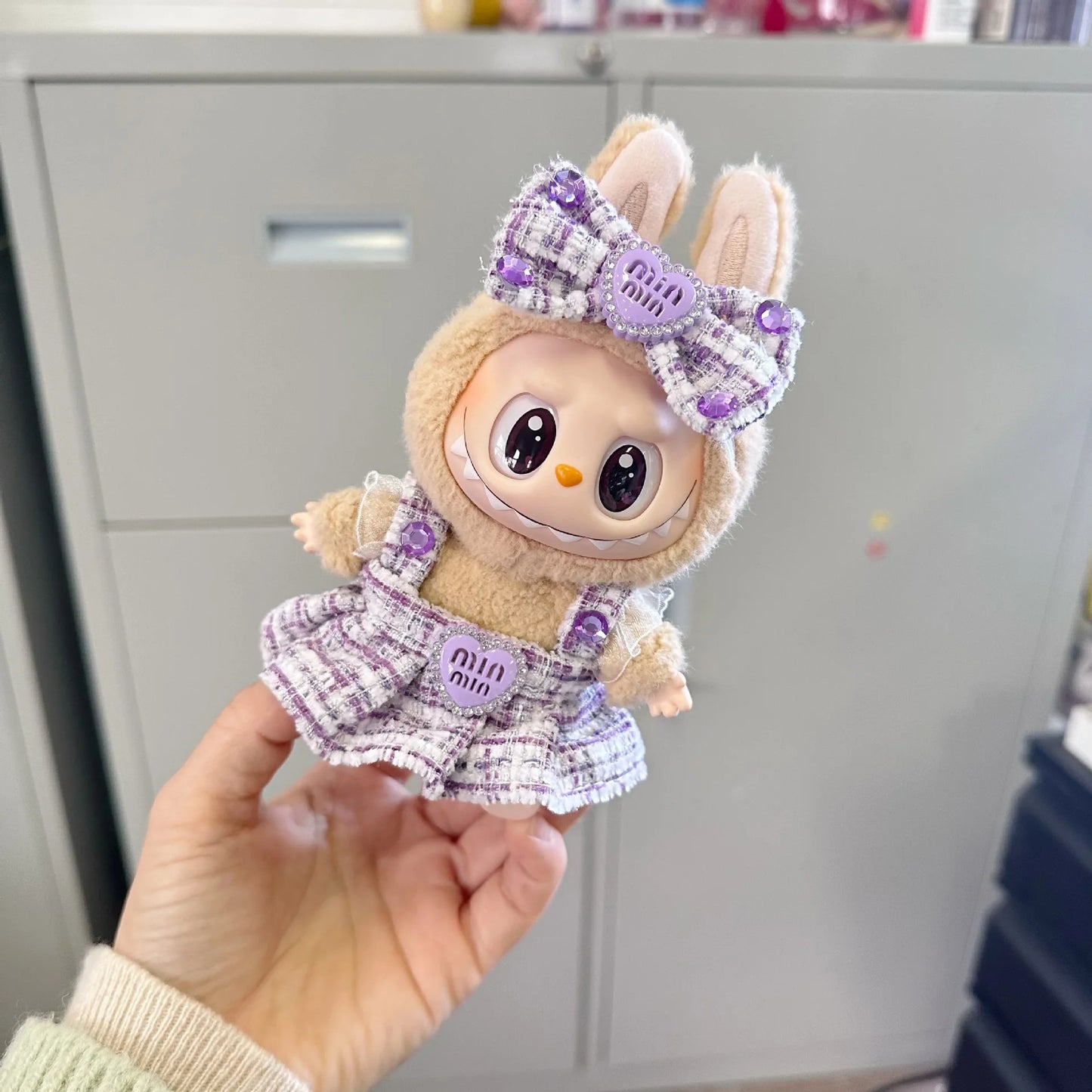 Cute Labubu Doll Outfit Set – Classic Dress for 17cm V2 Mini Dolls, Clothing Accessories for Kids Gift