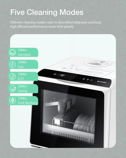 BlitzHome Smart Countertop Dishwasher – Portable Tabletop Dish Washer with APP Control for Kitchen
