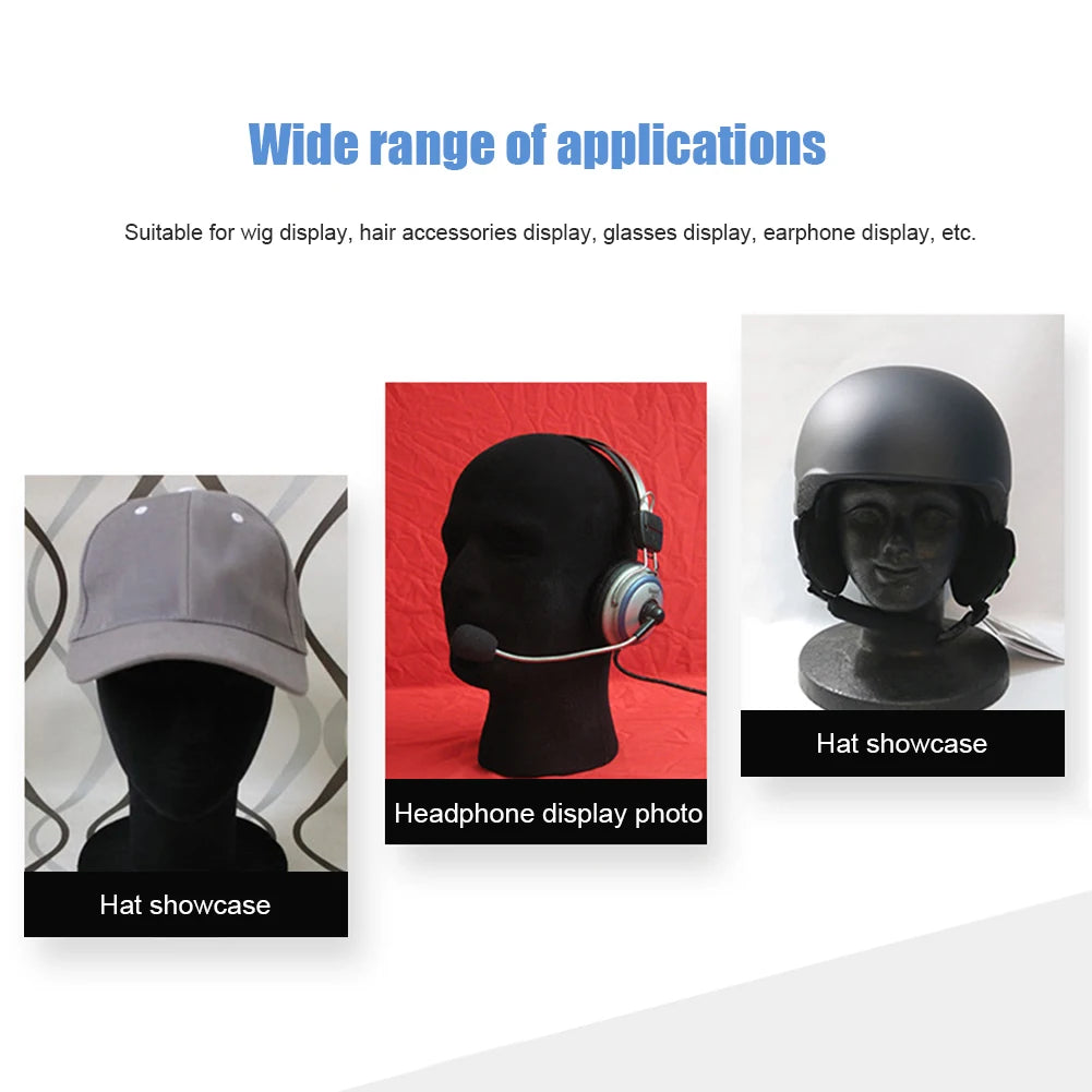 Foam Mannequin Head - Hat, Cap, Wig & Glasses Display Stand with Stable Base for Photography, Closet & Mall Use