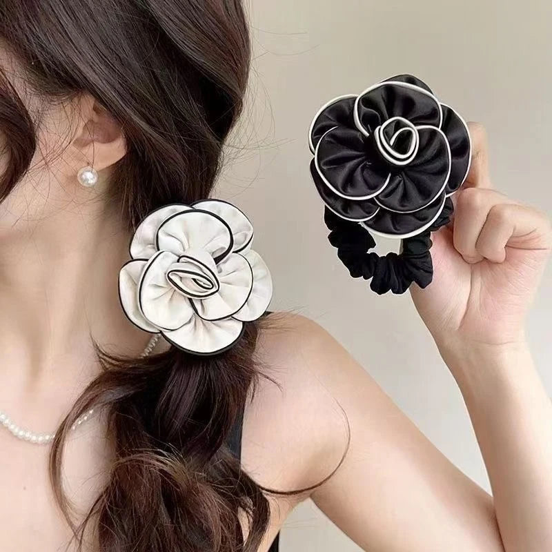 Elegant Camellia Hair Tie - High-Elastic Fashion Hair Band for Buns & Ponytails