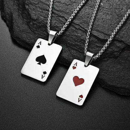 Ace of Spades Playing Card Necklace – Trendy Pendant Chain for Men & Women