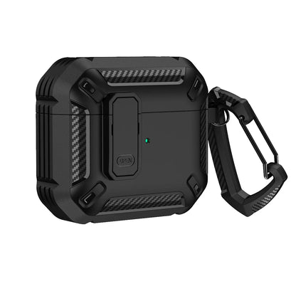 Carbon Fiber Shockproof Case for AirPods Pro 1/2 & AirPods 3 – Protective Headset Cover with Switch