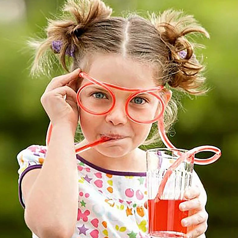 Straw Glasses - Funny Soft PVC Flexible Drinking Straws for Kids Party and Bar Supplies, Creative Toy and Accessories