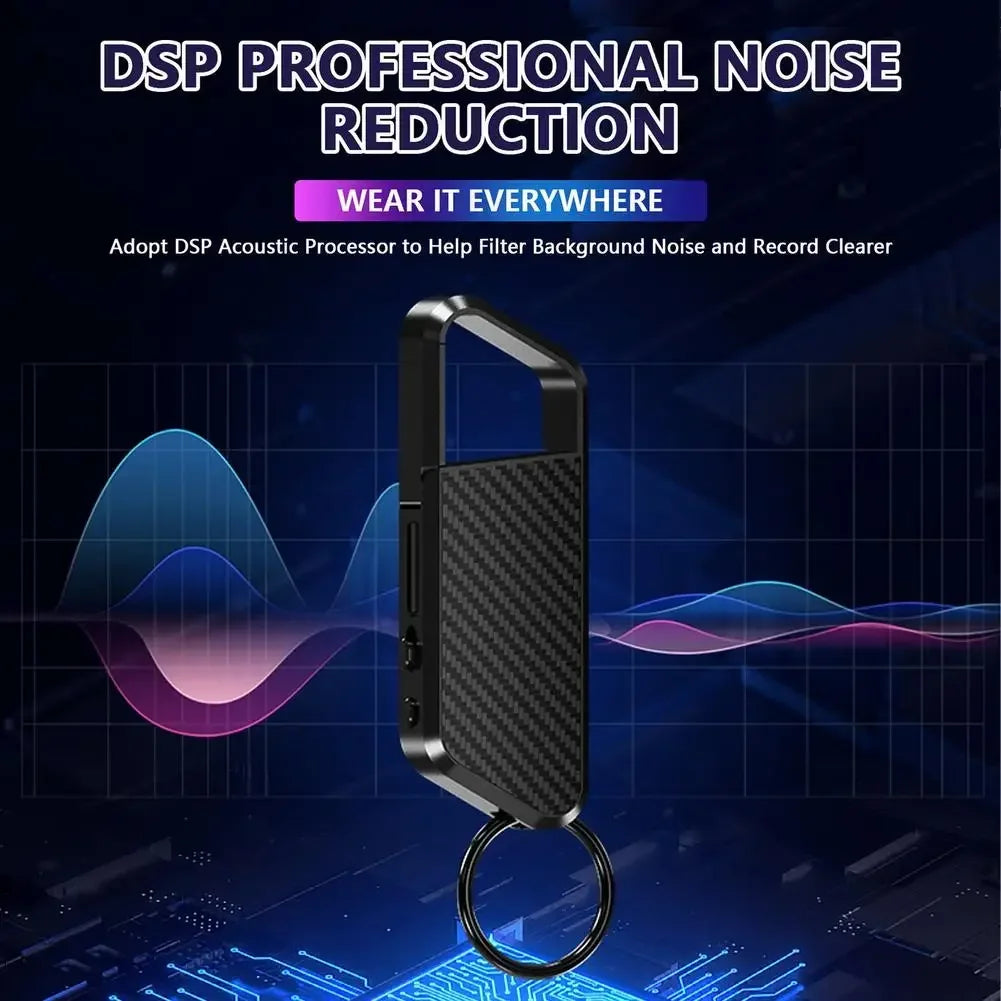 128GB Keychain Voice Recorder – Sound-Activated Mini Dictaphone with Noise Reduction, MP3 Player & Audio Recording 8-64GB