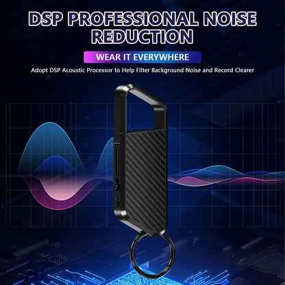 128GB Keychain Voice Recorder – Sound-Activated Mini Dictaphone with Noise Reduction, MP3 Player & Audio Recording 8-64GB