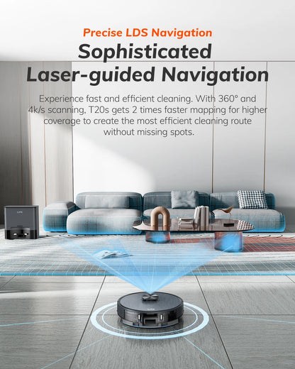 ILIFE T20S LDS Robot Vacuum Cleaner – 5000Pa, Auto Empty Dock, 60-Day Hands-Off Cleaning, Wet/Dry Sweeping & Mopping