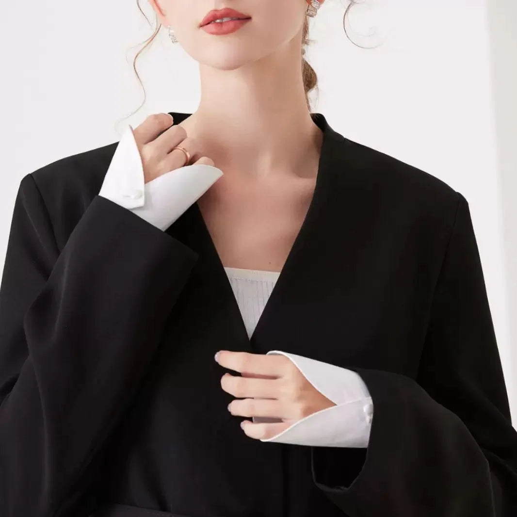 White Detachable Fake Collar - Stripe Lapel Faux Shirt Neckline Accessory for Women