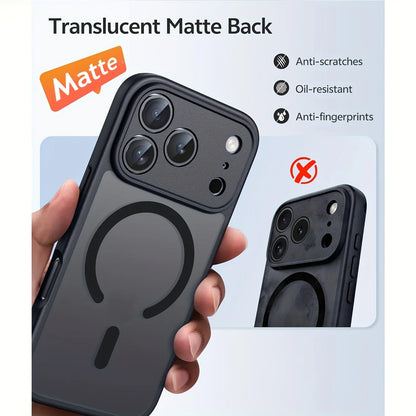 iPhone MagSafe Matte Case - Magnetic Wireless Charging & Camera Lens Protection for iPhone 12-17 Series