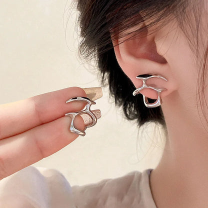 Fashion Punk Irregular Liquid Earrings – Metal Hollow Clip Earrings for Girls, Y2K Hip-Hop Party Jewelry Gifts