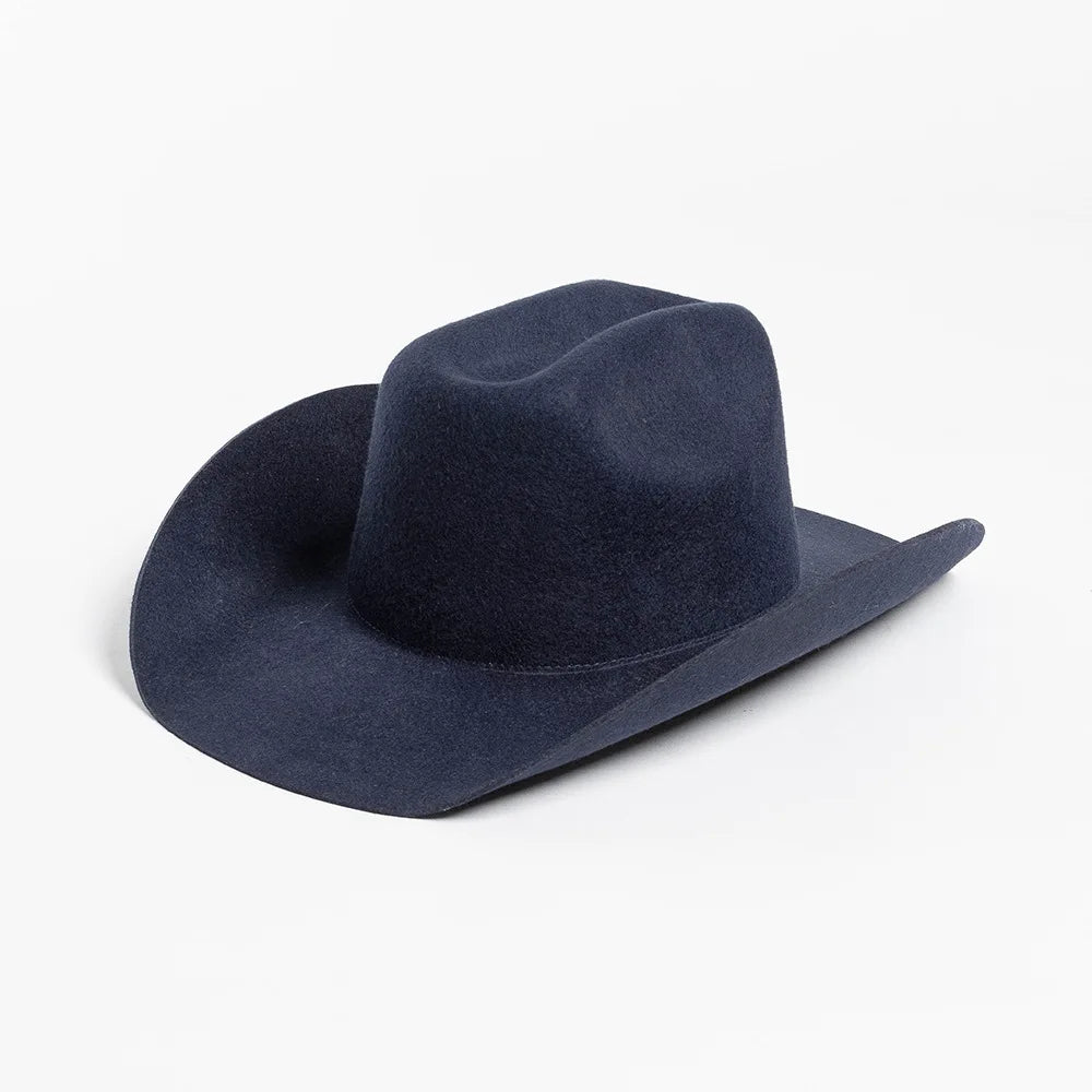100% Wool Western Cowboy Hat – Casual Felt Cowgirl Hat for Men & Women, Autumn & Winter Outdoor Sunshade Fedoras Top Hat