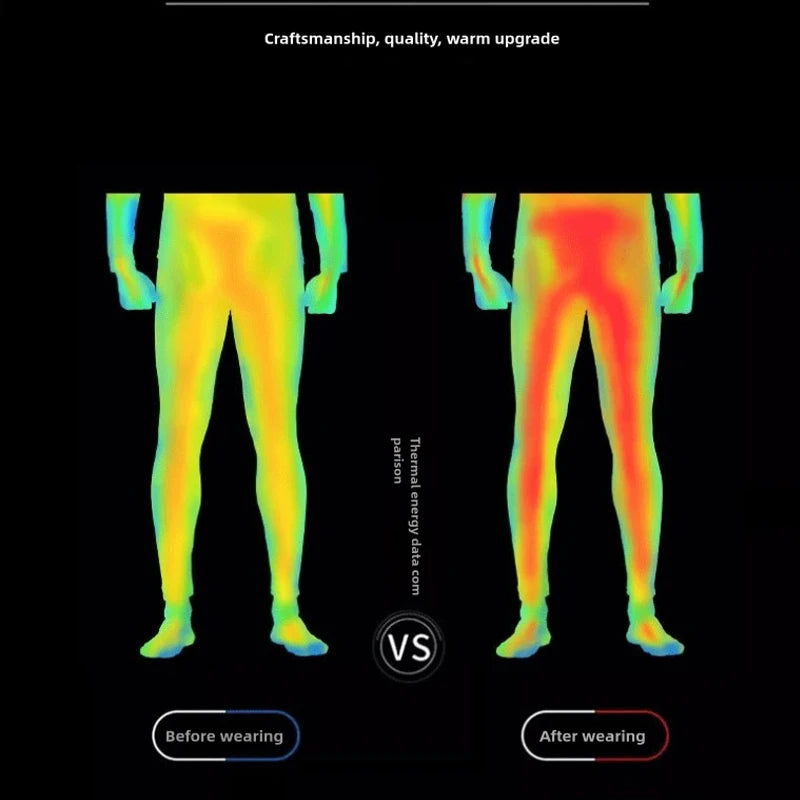 Winter Men's Thermal Underwear – Fleece Compression Tights & Warm Long Pants (3XL)