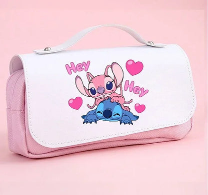 Anime Stitch Fully Printed Flap Pencil Case – Cartoon Stationery Bag for Primary & Secondary Students