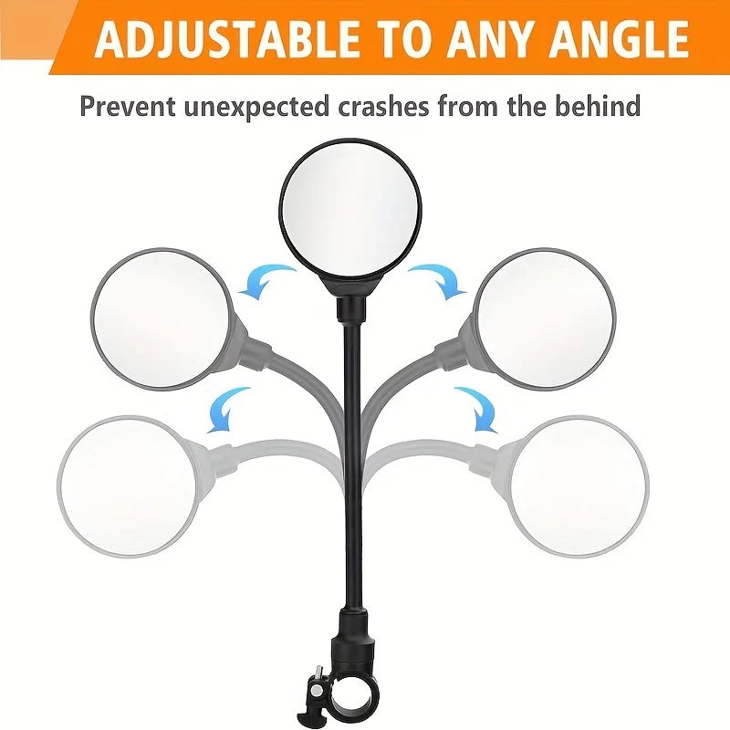 Bike Handlebar Mirrors - Rotatable and Adjustable Wide Angle Rearview, Shockproof Convex Universal Cycling Mirror
