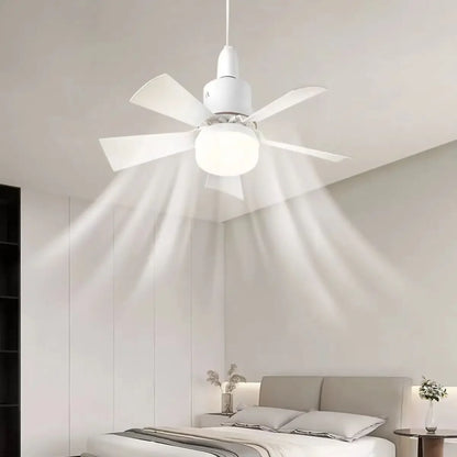 Household Detachable Fan Blades - Small Ceiling Fan with Intelligent Remote Control, Adjustable Wind & Light for Bedroom and Restaurant