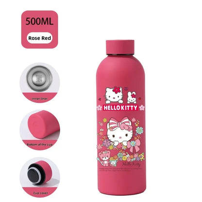 Sanrio Hello Kitty Insulated Sport Bottle — Double-Layer Stainless Steel Vacuum Cup, Small Mouth Coffee Bottle, Angel Color Frosted Finish