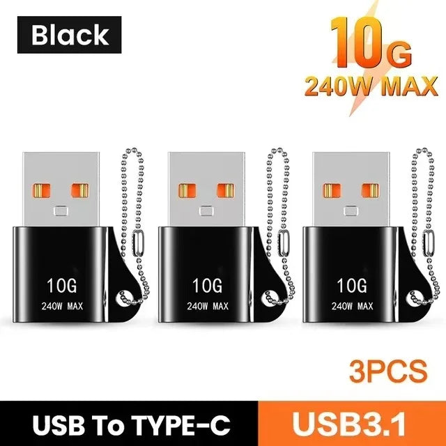 USB to Type-C Adapter — 10A OTG USB 3.0 Male to Female Converter for Fast Charging & Data Transfer, Compatible with MacBook, iPhone, Samsung