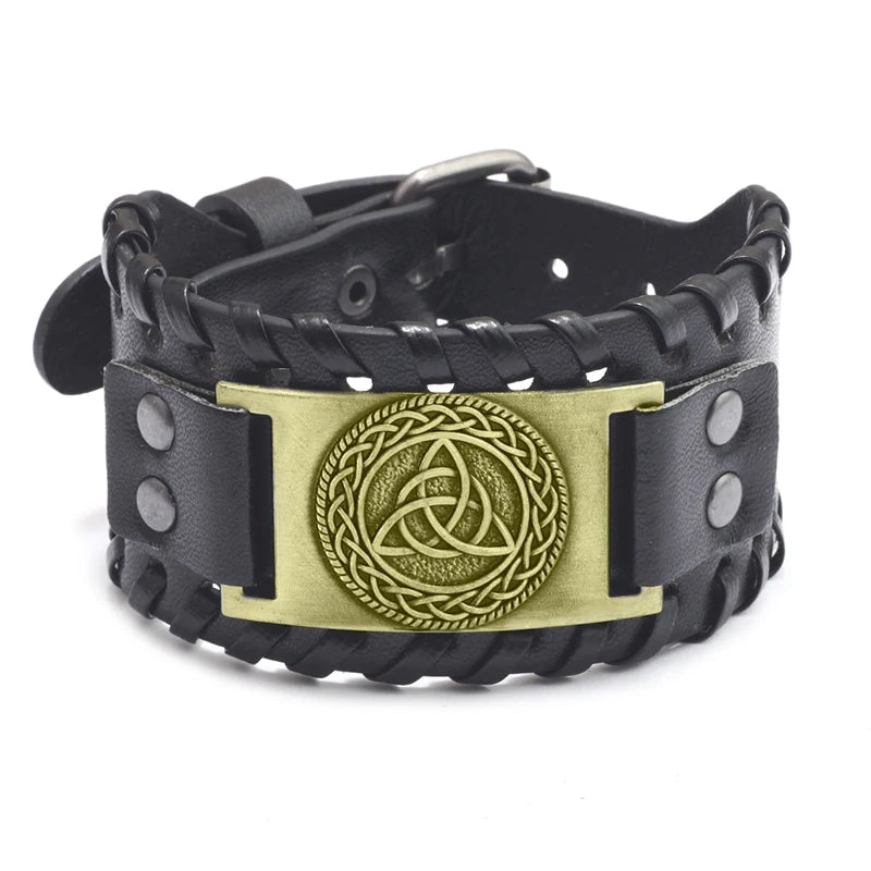 Trendy Viking Bracelet – Nordic Rune Compass & God Bird Charm Leather Woven Jewelry for Men, Fashion Accessory & Party Gift