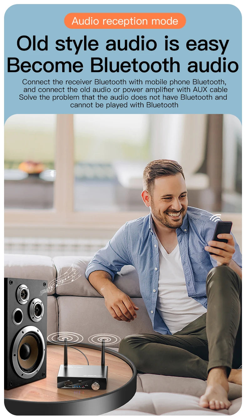 Bluetooth 5.3 Receiver Transmitter | Low Latency Stereo AUX 3.5mm, Optical, Coaxial Wireless Audio Adapter USB for TV & PC