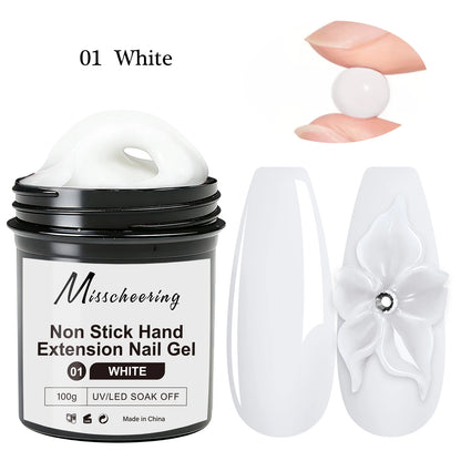 100g White Clear Nail Extension Gel - Non-Stick UV/LED Sculpting & 3D Nail Art Hard Gel
