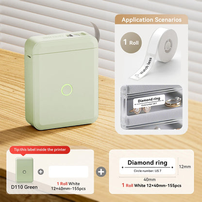 Niimbot D110 Mini Handheld Thermal Label Maker, Wireless Inkless Sticker Printer for Home & Office Organization, Portable Label Machine with Stickers
