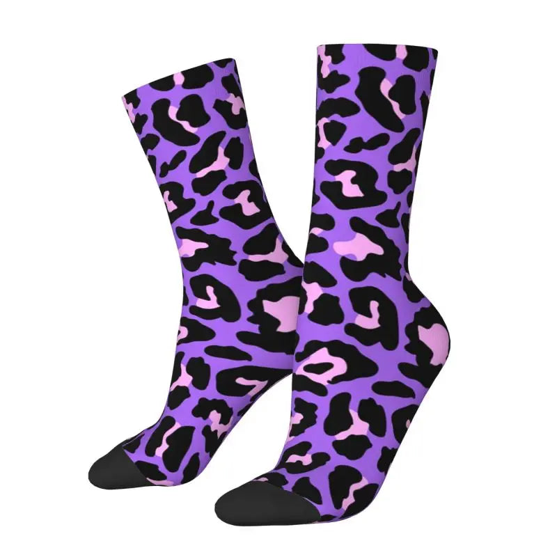 Custom Funny Leopard Print Socks – 3D Animal Cheetah Pattern Warm Sports Socks for Men & Women
